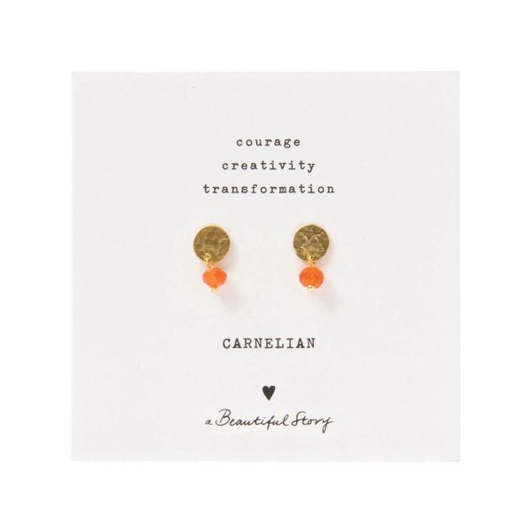 Mini Coin Karneol Gold Ohrringe von A Beautiful Story