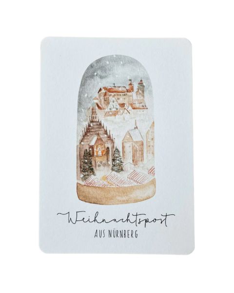 Postkarte Schneekugel Weihnachtspost aus Nürnberg Linda Mundo