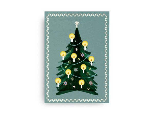 Weihnachtskarte Christbaum blau von Monimari