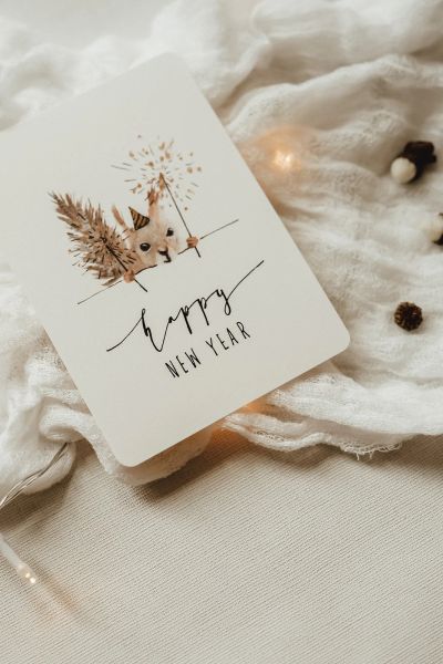 Postkarte Neujahr Silvester Eichhörnchen Linda Mundo