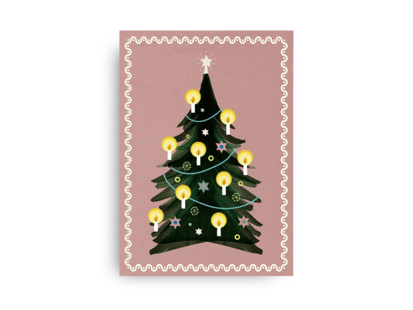 Weihnachtskarte Christbaum rosa von Monimari