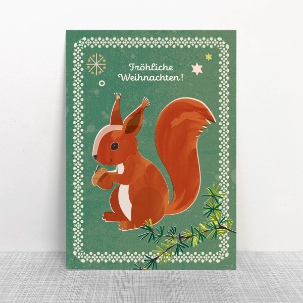 Weihnachtskarte Eichhörnchen von Monimari