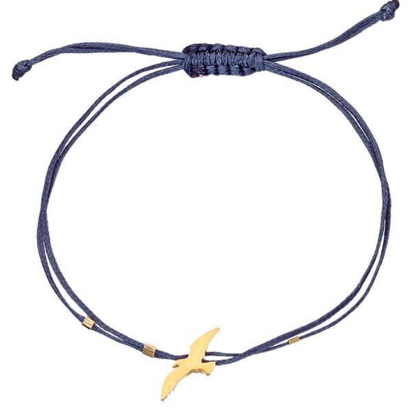 Armband Möwe groß gold an blauem Band von Onirolithi