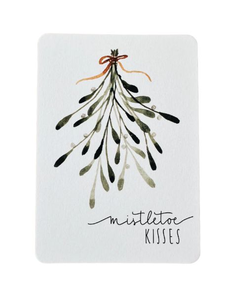 Postkarte Mistletoe kisses Mistelzweig Linda Mundo
