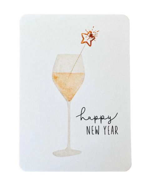 Postkarte Happy new year Sektglas Linda Mundo