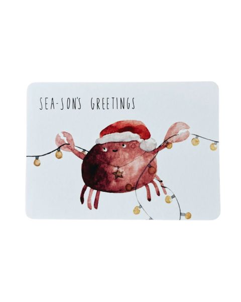 Postkarte Weihnachskrabbe Sea-son`s Greetings Linda Mundo