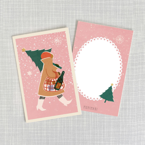 Minicard Weihnachtseinkauf Holzschliffpappe von Monimari