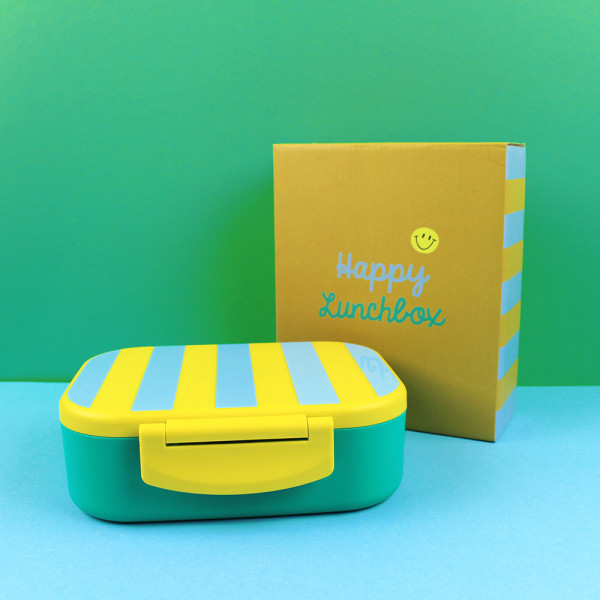 Brotdose/ Lunchbox mit herausnehmbarem Einsatz gelb hellgrau von Ava & Yves