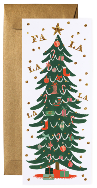 Weihnachtskarte Klappkarte Weihnachtsbaum Falala long von Rifle Paper Co.
