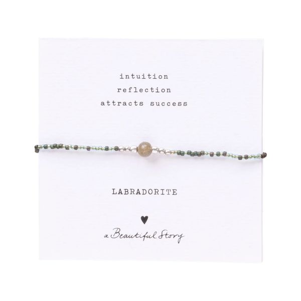 Edelsteinkarte iris card Labradorit SilberArmband von A Beautiful Story
