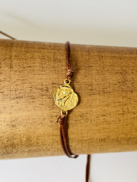 Armband mit Eule Antike Gold von Krinaki