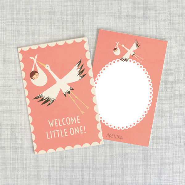 Minicard Welcome litte one rosa von Monimar