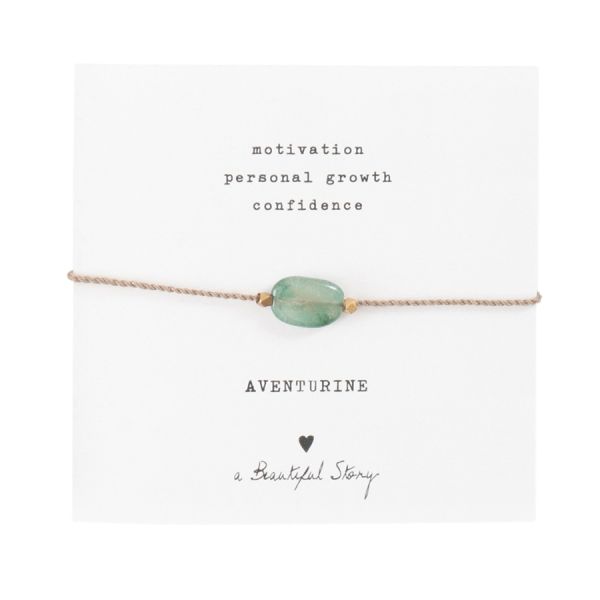 Edelsteinkarte Aventurin grün gold Armband von A Beautiful Story