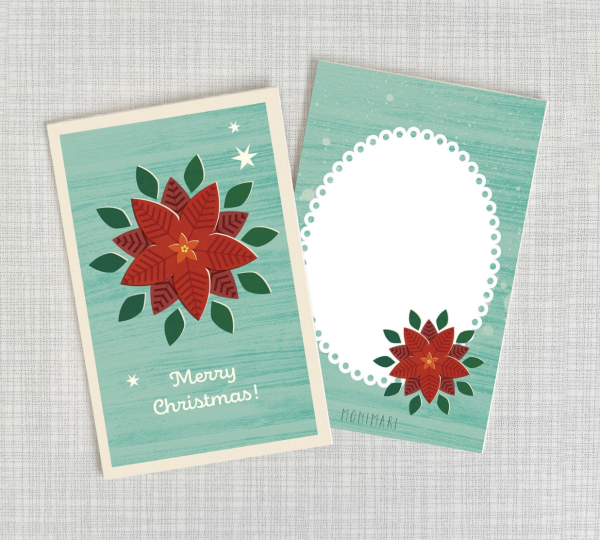 Minicard Weihnachtsstern Holzschliffpappe von Monimari