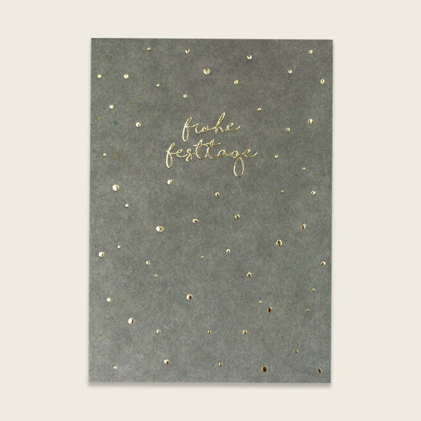 Postkarte frohe festtage Gold grau mit goldenen Punkten von Ava & Yves