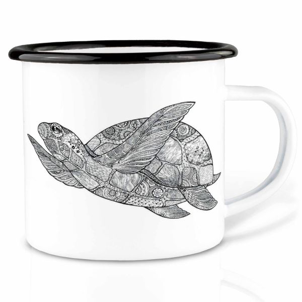 Tasse Becher Emaille Schildkröte 500ml von Ligarti