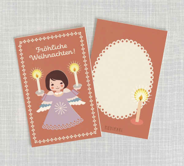 Minicard Kerzenengel Holzschliffpappe von Monimari