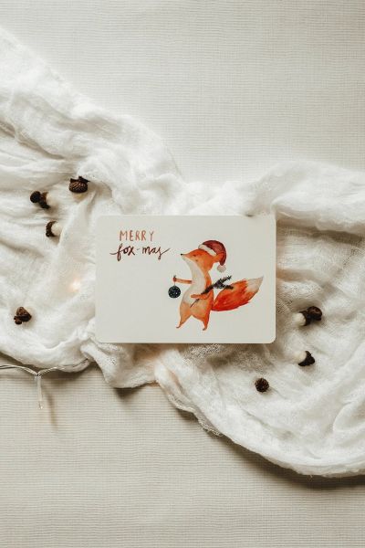 Postkarte Merry Fox-mas Fuchs Linda Mundo