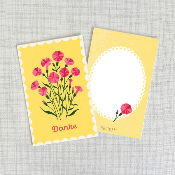 Minicard Danke Nelke gelb von Monimari