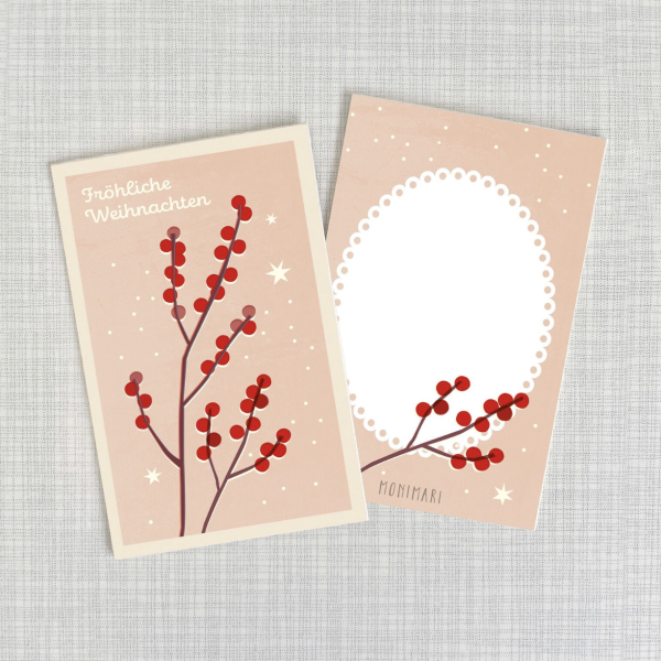 Minicard Ilex rosa Holzschliffpappe von Monimari