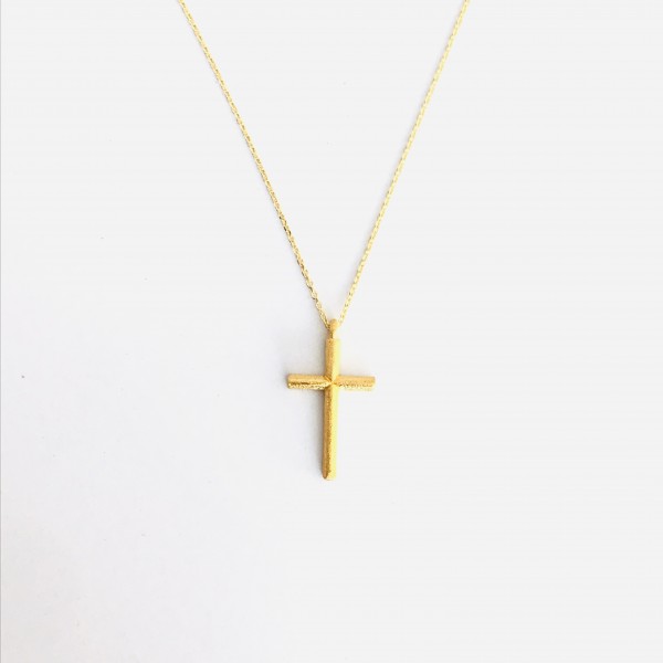 Zarte Kette Kreuz Gotik in Gelbgold von Krinaki