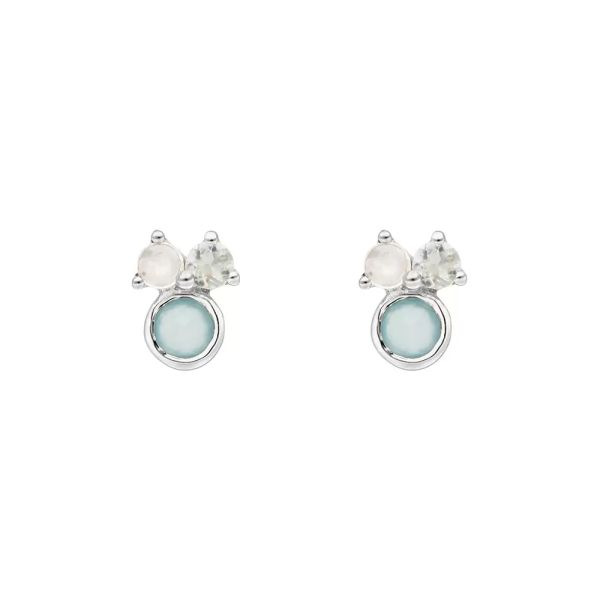 Ohrring Stecker Three Gems Aqua Silber von Leaf