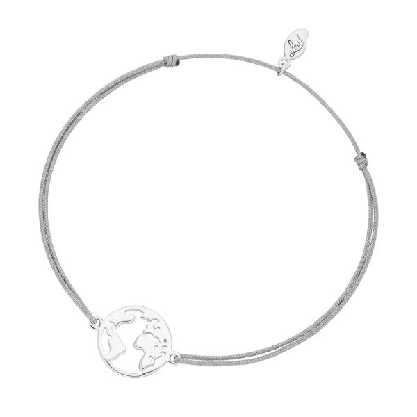 Glücks- Armband Weltkugel Silber rhodiniert grau von Leaf