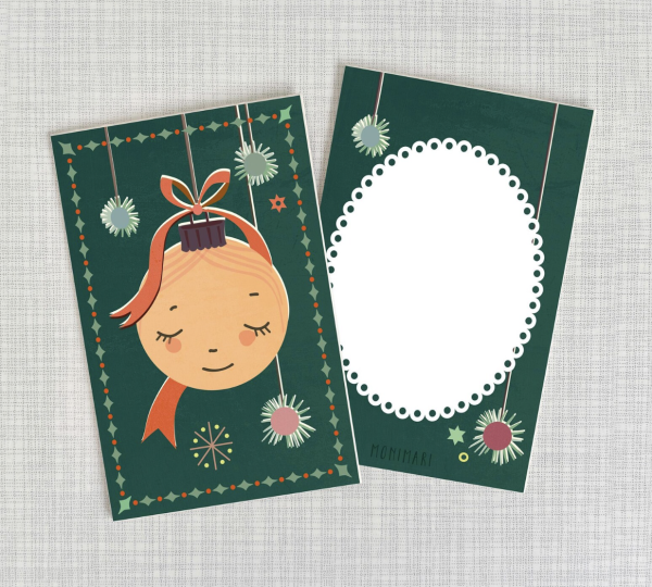 Minicard Christbaumkugel Holzschliffpappe von Monimari