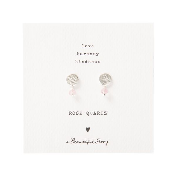 Mini Coin Rosenquarz Silber Ohrringe von A Beautiful Story
