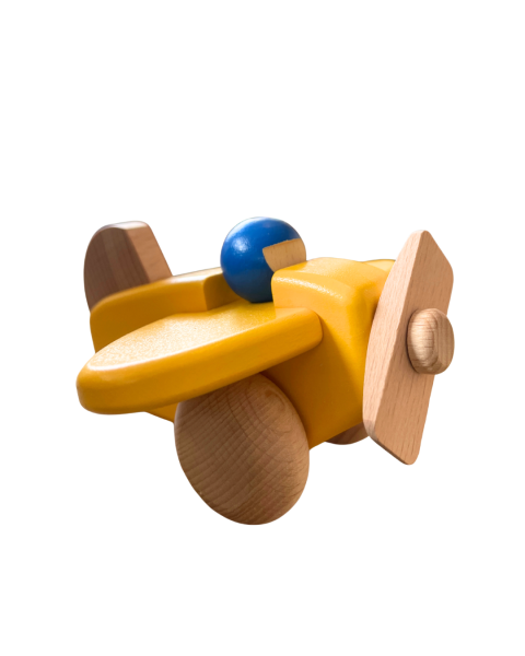 Kleines Flugzeug gelb aus Holz von Bajo