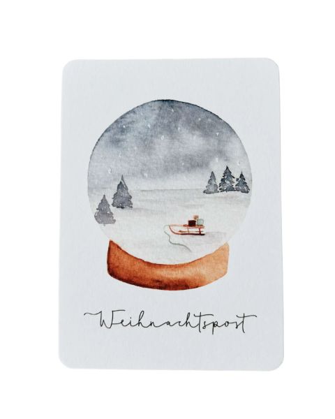 Postkarte Schneekugel Weihnachtspost Linda Mundo