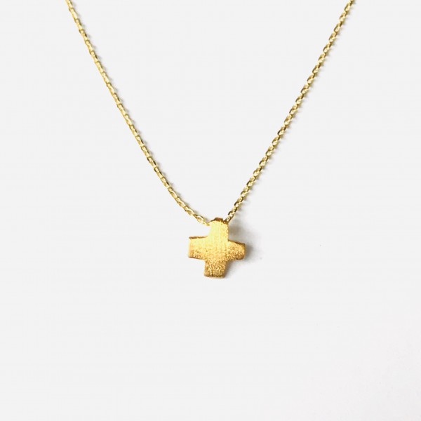 Zarte Kette Kreuz Quadrat in Gelbgold von Krinaki